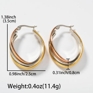 ต่างหูห่วงเกลียวทรงเรขาคณิต ดีไซน์ทันสมัย ชุบทอง 18k สแตนเลสกันน้ำ รุ่นใหม่ล่าสุด แฟชั่นสุดฮิต สำหรับทุกเพศ - Product Image 6