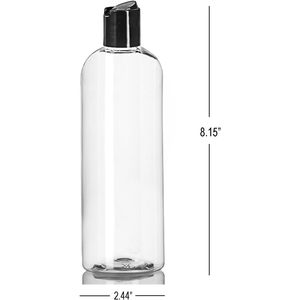 Ljdeals Bouteilles en plastique transparent de 16 oz avec bouchons à rabat noir, compressibles et rechargeables pour shampoing, lotion, soins personnels - Product Image 2