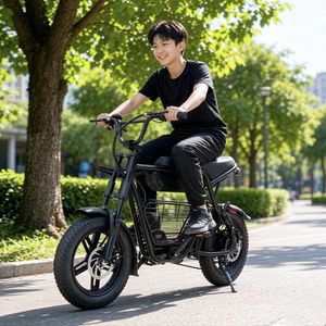 Bicicleta Eléctrica Urbana con Llantas Gruesas de 16*3 Pulgadas, Bicicleta de Montaña para Adultos, Cuadro de Aleación de Aluminio, Motor en el Buje Trasero, 7 Velocidades, con Cesta - Product Image 5
