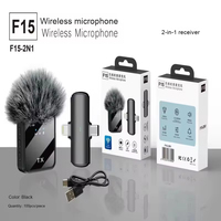 Microphone Lavalier Sans Fil F15 à Double Micro, Récepteur 3-en-1 avec Réduction de Bruit DSP, Micro Clip-on pour TikTok, Vlog et Diffusion en Direct
