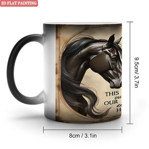 Tasse magique à changement de couleur 11oz en céramique noire givrée sensible à la chaleur pour la maison et la cuisine - Product Image 1