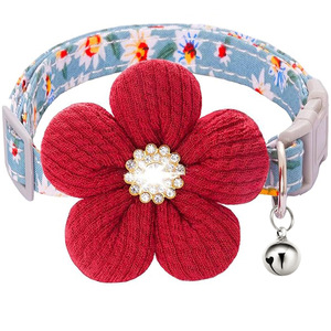 Floral Pet <b>Collar</b> Pink With Rhinestone Flower For Small Medium Dogs Cats - Product Image 5