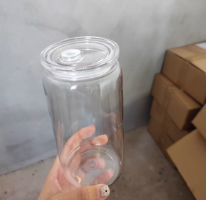 Vaso de Plástico Transparente de 16 oz <span class=keywords><strong>en</strong></span> Oferta, Vaso de Plástico Tipo Lata de Cerveza con Pajita de Plástico y Tapa Acrílica para Vinilo UV DTF - Product Image 3