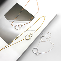 Collier pendentif à deux cercles en argent Sterling 925 fin simple pour femmes anneaux doubles cercles imbriqués anneaux liés à l'infini