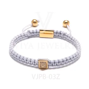 Hot Selling Wholesale Custom 316L Stainless Steel Charm Pyramid Braided Bead Bracelet For Couple