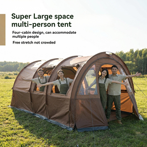 Tente tunnel spacieuse multi-pièces avec rangements séparés pour <span class=keywords><strong>vacances</strong></span> <span class=keywords><strong>en</strong></span> <span class=keywords><strong>famille</strong></span> <span class=keywords><strong>en</strong></span> camping-car et voyages routiers multi-cabines - Product Image 4
