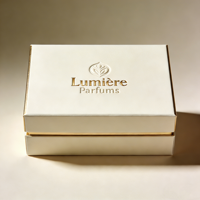 Boîte de parfum personnalisée avec logo en relief et finition mate premium