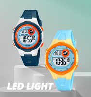 Jam tangan jelly silikon anak, jam tangan digital kartun pelangi lampu LED mode 2280 untuk anak remaja perempuan