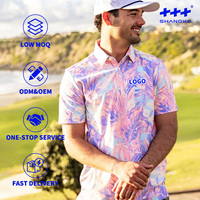 Vêtements de golf pour hommes imprimés par sublimation personnalisée, polo avec logo brodé, séchage rapide, anti-odeur, OEM ODM, vente en gros d'usine