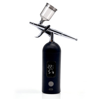 Kit de maquillage aérographe avec écran LED, design carré, pression réglable 35 PSI, 3 options de pression, alimentation par gravité, écologique