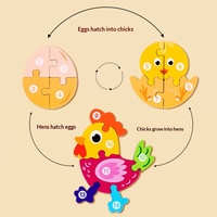 Puzzles éducatifs en bois 3D pour enfants - Puzzles numériques cognitifs sur le processus de croissance des animaux, moins de 50 pièces, pour les enfants de 5 à 7 ans
