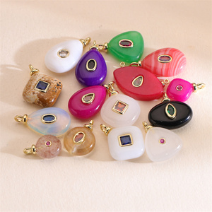 Vente chaude DIY Accessoires <span class=keywords><strong>Pierre</strong></span> <span class=keywords><strong>Naturelle</strong></span> Agate Turquoise Jade <span class=keywords><strong>Pierre</strong></span> Rouge Agate Rose Quartz Zircon Charmes À La Mode - Product Image 2
