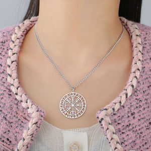 Myshape Vegvisir colgante collar nórdico vikingo <span class=keywords><strong>runas</strong></span> brújula collar protección amuleto joyería <span class=keywords><strong>de</strong></span> acero inoxidable - Product Image 5