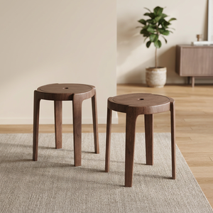 Modern Wooden Stool Stackable Minimalist Design For Living Room Home Furniture Solid Wood Legs Carpet Surface Recommendation - Product Image 1