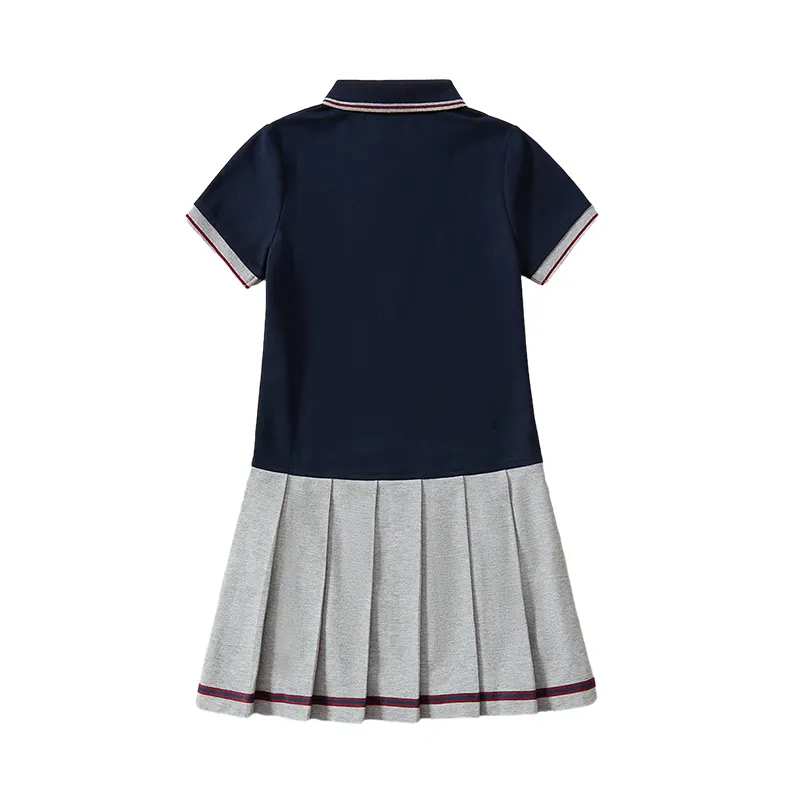 2024 שמלת הכנה חדשה בהתאמה אישית לילדות חצאית בית ספר לסטודנטים בנות חצאית קפלים טלאים לילדים