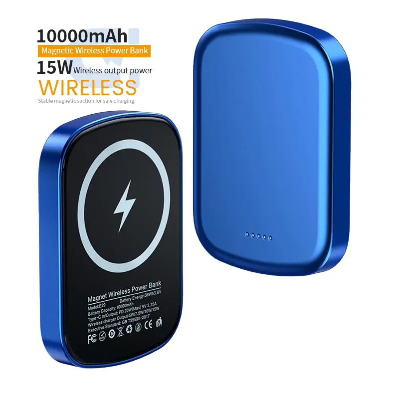 5000Mah 10000Mah High Capacity Fast Charging Magnet Charger Mini PD20W+15W Wireless Magnetic Power Bank