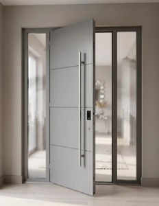 Porta d'Ingresso Moderna in Lega di Alluminio con Vetro su <span class=keywords><strong>Due</strong></span> Lati, Antifurto, Impermeabile e Termoisolante - Product Image 3