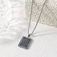 Collier en acier inoxydable avec pendentif rectangulaire en dentelle, verset coranique et calligraphie arabe irrégulière, thème islamique musulman, pour l'Aïd, vente en gros