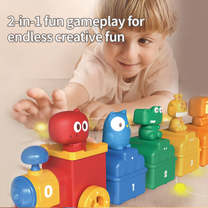 Train jouet éducatif personnalisé pour enfants, avec fonction pousser et rouler, jeu d'association des chiffres et jeu de devinettes avec boîte surprise - Product Image 6