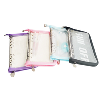Protège-cartes transparents à 4 pochettes avec fermeture éclair en PVC A5 A6, logo personnalisé, pour agenda à 6 anneaux, carnet, photocard Kpop, classeur pour cartes photo