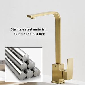 <span class=keywords><strong>Robinet</strong></span> <span class=keywords><strong>de</strong></span> cuisine moderne en acier inoxydable doré à poignée unique, carré, eau chaude et froide, rotation à 360 degrés, montage sur plan, pour hôtel et salle <span class=keywords><strong>de</strong></span> bain - Product Image 2