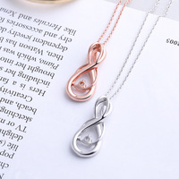 Collier vintage en argent sterling 925 plaqué or rose pour femme, avec zircon en forme de 8, luxueux, pour les mariages et les fêtes
