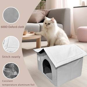 Casa para <span class=keywords><strong>perros</strong></span> y gatos de tamaño pequeño y mediano para exteriores, tela Oxford con papel de aluminio, temperatura constante, cabaña de invierno para todas las estaciones - Product Image 5