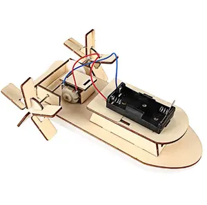 Mini bateau jouet en bois électrique, bricolage, jouet assemblé, Puzzle, jeu de cerveau, outils d'enseignement scientifique, cadeaux pour enfants, 1 pièce