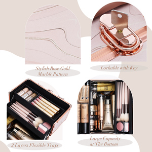 Professional Make up Train Carrying <b>Case</b> with 4 Trays Travel Cosmetic Box Organizer Nail <b>Makeup</b> Artist Beauty Suitcase - Product Image 3