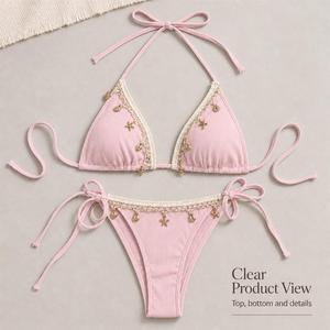 Bikini de Tanga Personalizado para Mujer, con Parte Inferior Acanalada, para Playa, Piscina, Vacaciones de Verano - Product Image 4