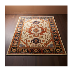 Tapis traditionnel moderne fait à la main en laine Oushak, tapis en velours cristal antidérapant au design personnalisé persan pour le sol de la maison - Product Image 1