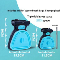 Ramasse-crottes pliable portable pour chien avec sacs offerts, nettoyeur de déchets pour animaux de compagnie sans contact et mains libres en plastique pour la marche en extérieur, les voyages et la randonnée