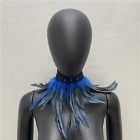 Collier ras du cou gothique en plumes naturelles, col en dentelle noire, accessoire de costume pour fête et cosplay, décoration de cou en plumes multicolores