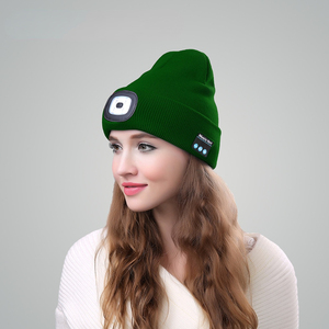 FF2142 Casque sans fil en tricot Chapeaux d'hiver <span class=keywords><strong>Lampe</strong></span> frontale Bonnet musical éclairé Chapeau Camo LED <span class=keywords><strong>Lampe</strong></span> de poche Bonnet avec lumière - Product Image 1