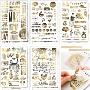 Adesivi Decorativi Impermeabili per Scrapbooking e Diari, Stampa UV con Lamina d'Oro, Adesivi in Vinile con Stampa Dorata - Product Image 1