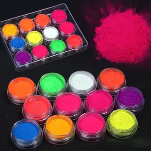 12 colori Nail Art polvere acrilica Glitter colorata perlescente Set unghie in polvere acrilica fluorescente