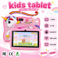 Tablette pour enfants 7 pouces Android 8.1 2 Go 16 Go WiFi 1024x600 rose, tablette éducative pour enfants avec étui licorne et support