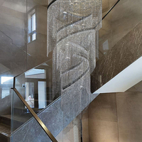 Lustre en cristal en spirale en forme de cascade, grand luminaire suspendu vertical rond pour hôtel, escalier, plafond haut, éclairage de projet