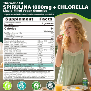 OEM organik <span class=keywords><strong>Spirulina</strong></span> Chlorella Gummies dengan Protein, asam Amino, klorofil, b-kompleks, mineral untuk sel, energi & kekebalan - Product Image 3
