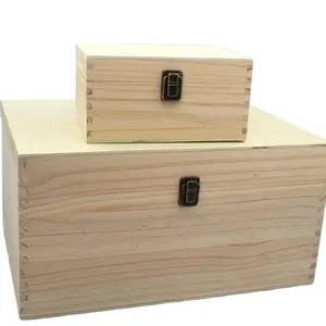 未完成木制铰链盖松木工艺盒包装礼品工艺品