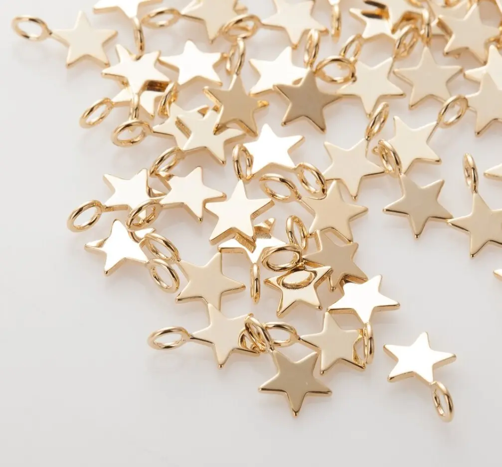 Grosir liontin bintang kecil berlapis emas 18k kualitas tinggi untuk pembuatan perhiasan kalung liontin jimat baja tahan karat untuk Gelang