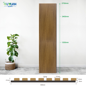 カスタム室内装飾PVCベニヤ再生可能イエローオークベニヤスラットウッド音響壁パネルMDF Akupanels - Product Image 3