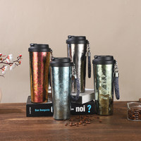 Cadeau d'affaires : Tasse à café en titane pur martelé effet cristal de glace 830 ml, grande capacité, bouteille d'eau en titane pour voyage en extérieur