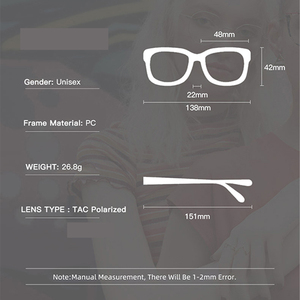 HBK Unisex Sunglasses New <strong>Korean</strong> Style Pink PC Frame TAC Polarized Lenses Men and Women's Sun <strong>Glasses</strong> - Product Image 6