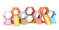 Juego Combinado de Escalada y Tobogán con Diseño de Panal de Abejas, Juego de Laberinto de Colmena, Equipo de Juego Interior para Niños en Edad Preescolar