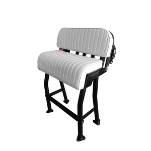 Dolphin Pro2 Marine Boat Seat <span class=keywords><strong>Leaning</strong></span> <span class=keywords><strong>Post</strong></span> avec dossier et support de canne à pêche Cadre en aluminium noir avec coussin blanc - Product Image 1