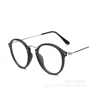 Round Metal Frame <b>Glasses</b> Brown Transparent Lenses Lightweight Unisex Decorative <b>Reading</b> <b>Glasses</b> - Product Image 3