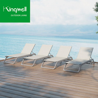 Chaise longue de luxe en aluminium, transat empilable pour piscine, plage, hôtel/villa et parc, en métal, pour bronzer au bord de la piscine