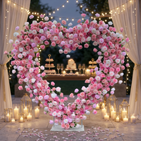 Arche de fleurs artificielles en soie en forme de cœur romantique pour mariage, toile de fond de demande en mariage, décoration de toile de fond