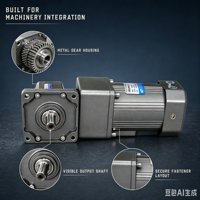 Motor Geared Reducer dengan Casing Logam Beralur, Output Berflens, Poros Proyeksi, Kaki Pemasangan, dan Transmisi Industri